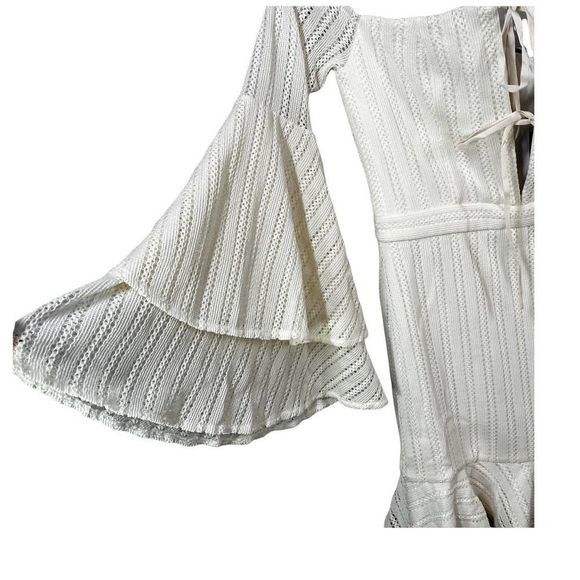 NWT Michael Costello x Revolve‎ Boho White Orchid Off Shoulder White Mini Dress - Picture 6 of 11